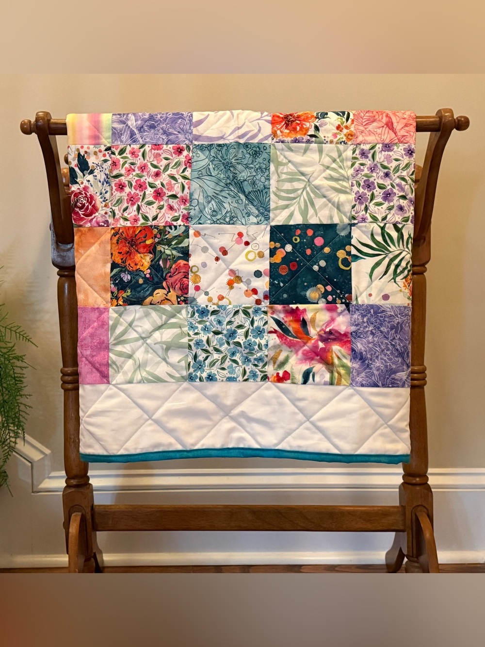 Handmade Patchwork Floral Cotton Quilt